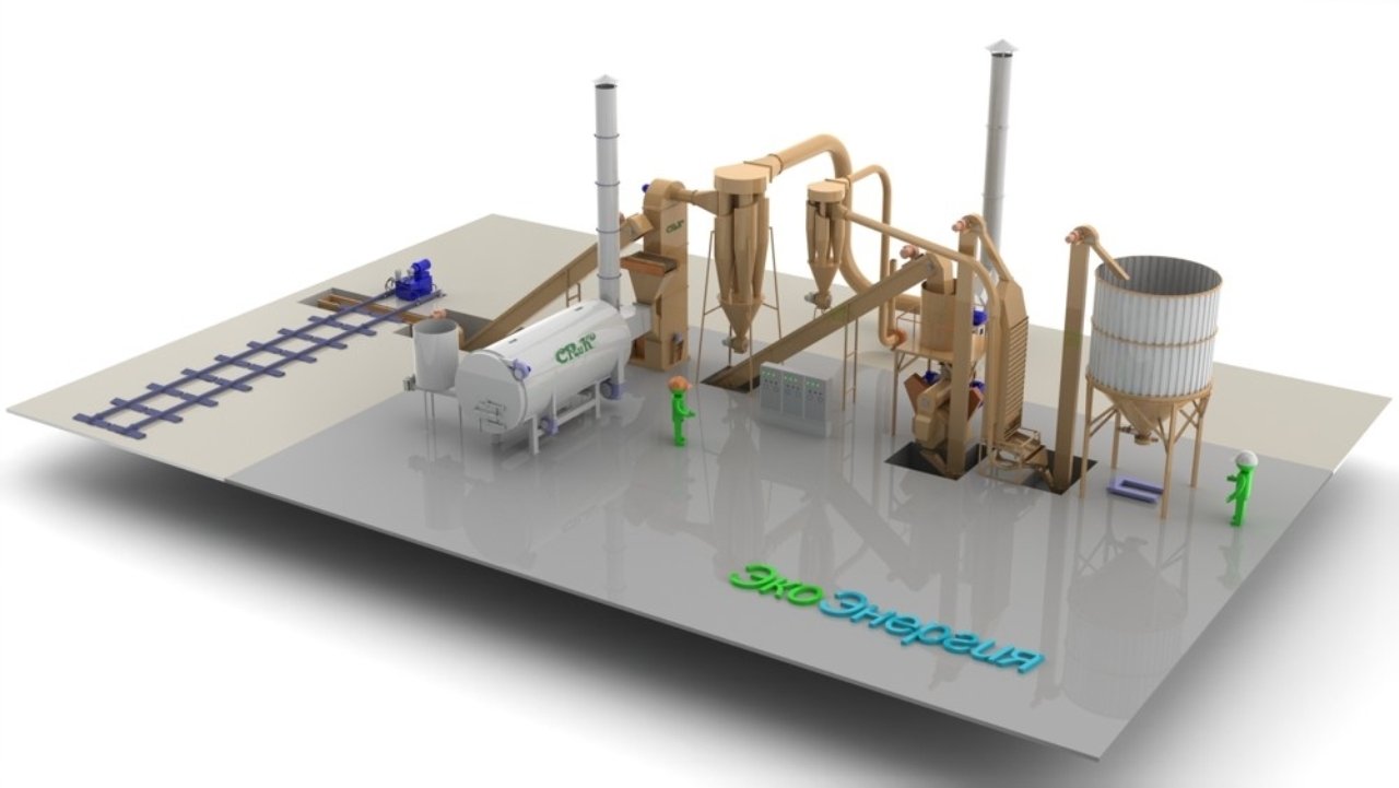 Завод по производству топливных гранул мощностью 1 … 1.5 т/час