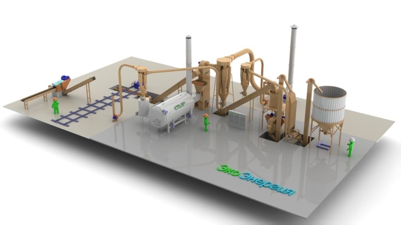 Завод по производству топливных гранул — 1 … 1.5 т/час с рубительной машиной