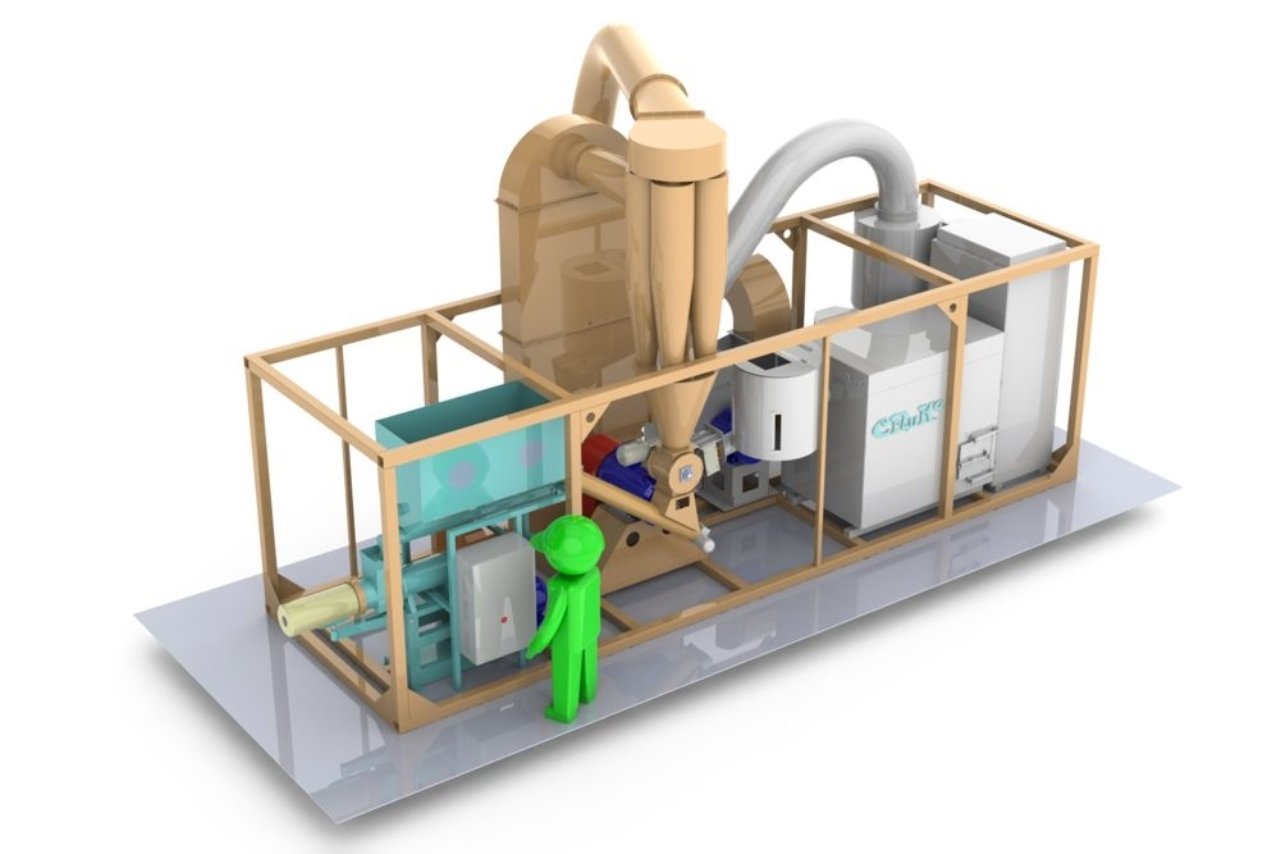 Мобильный брикетный завод 0.4 т/час с шнековым прессом Bronto